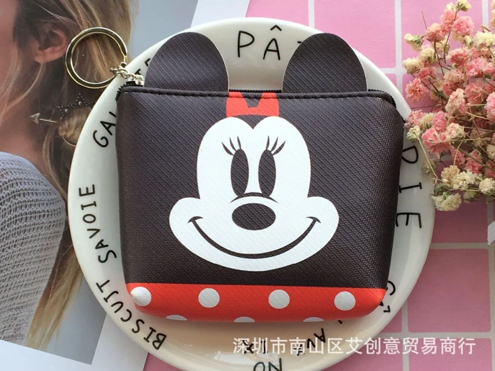 Disney мультфильм портмоне набор для мозаики для хранения ключей монета ПУ кошелек милая сумка Подвеска пакет леди клатч мини кошелек