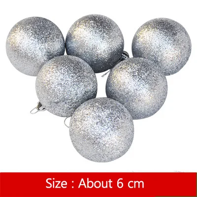6CM-Sliver Glitter Strongwell 6 шт. елка на Рождество украшение для дома DIY Рождество День рождения Свадьба год елочный шар висячие украшения вечерние - Цвет: 6CM-Sliver Glitter