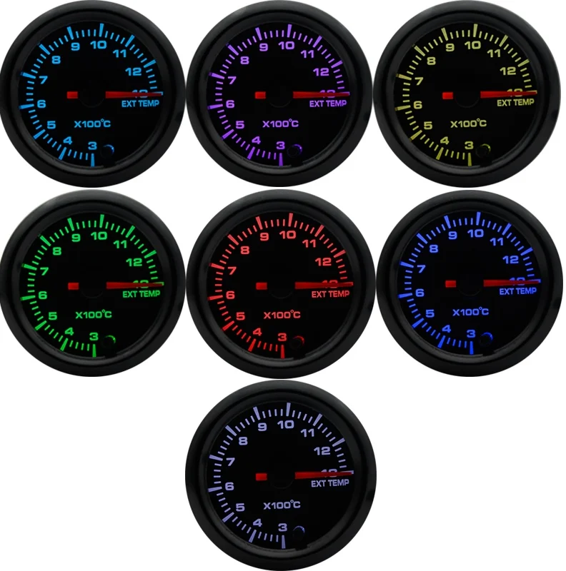 DepoTuning" 52 мм 7 цветов светодиодный двойной дисплей Boost/вода/Температура масла/давление масла/Вольт/соотношение топлива воздуха/EGT/Тахометр Автомобильный манометр+ стручки - Color: Exhaust Gas Temp