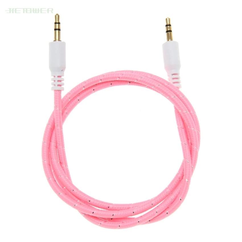 Audio Cable Gold Plated Jack 3 5 mm Male to Male Cloth Weave braid Audio Aux Cable For car Headphone for Beat Speaker 1000pcs