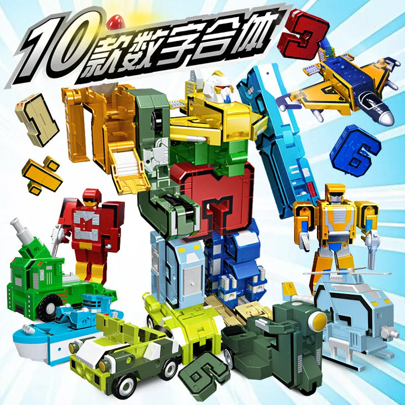 

With Numbers Transformation Combat Team Jingang Fit Robot Children'S Educational Toy Assembled Fun Symbol Military Model