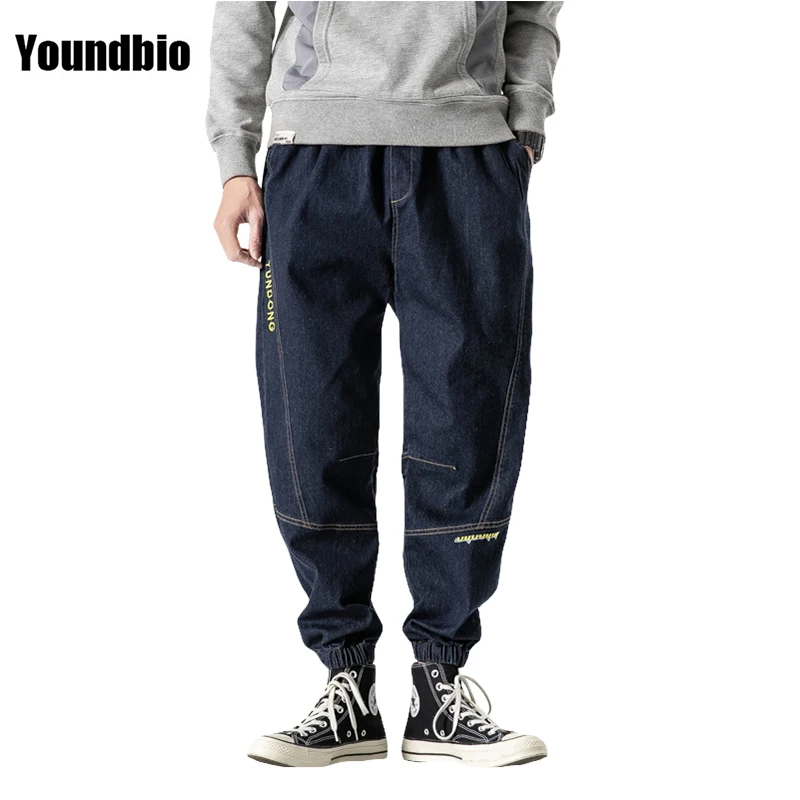 Pantalones vaqueros elásticos para hombre, de marca, holgados, de talla grande, color dorado, clásico, de negocios, informales, azul y negro, 8XL