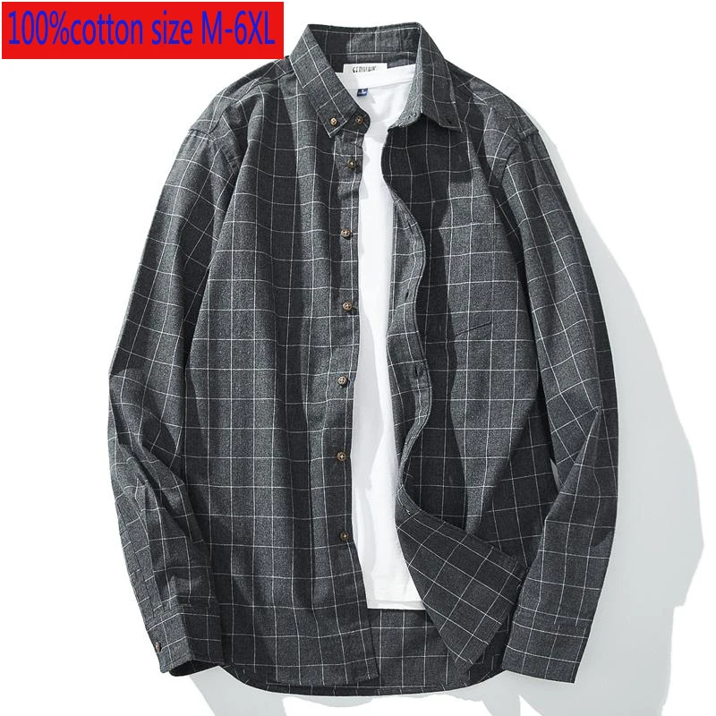 New Arrival Large Plaid Men Loose Long Sleeve Autumn Winter Cotton Handsome Casual Flannel Casual Shirts Plus Size S-5XL6XL