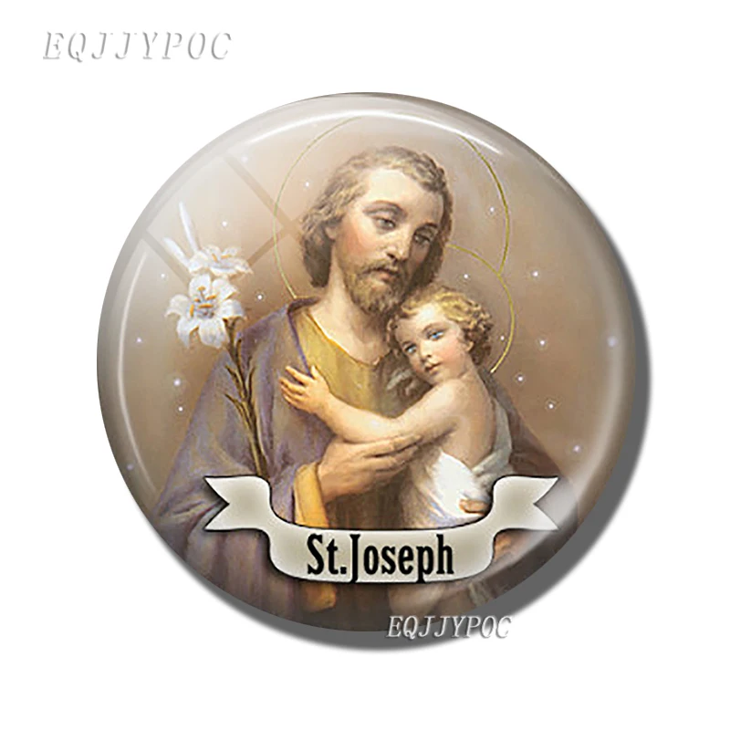 

St Joseph 30 MM Fridge Magnet St Joseph Religious Good Luck Gift Glass Dome Magnetic Refrigerator Sticker Note Holder Home Decor