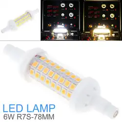 Светодиодный свет лампы 450LM 6W 64 светодиодный s 78 мм AC 220-240V R7S SMD 2835 мини 360 градусов теплый белый, холодный белый кукурузный светильник