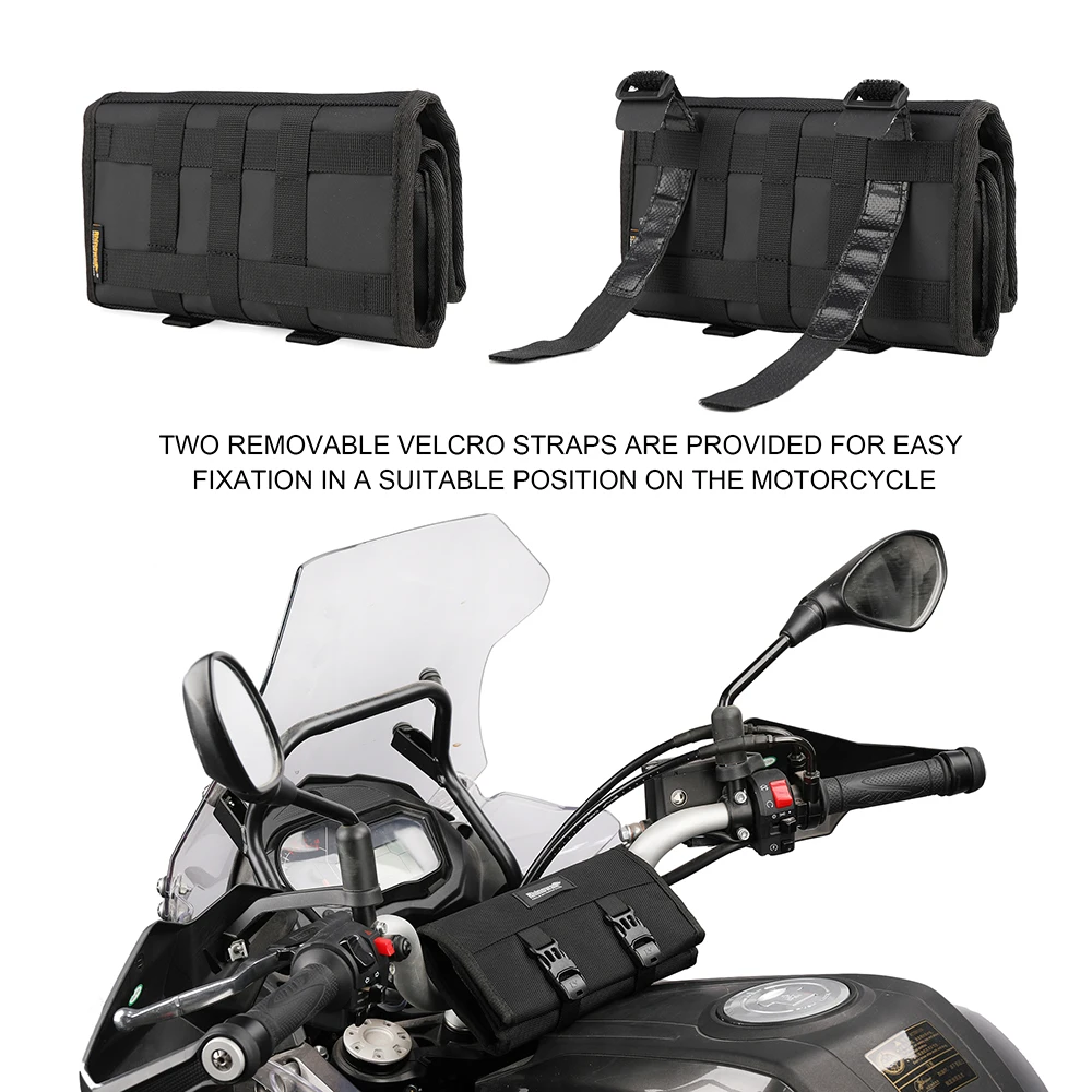 Rhinowalk Motorcycle Tool Roll Bag Portable Motor Saddlebags Side Tool Storage Bag Pouch Outdoor Travel Repair Working