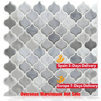 

6 Pieces Self Adhesive Backsplash Tiles Home Decor DIY Wall Sticker Mosaic Peel and Stick