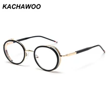 Kachawoo Круглые ретро оправы для очков близорукость для дам Металл розовое золото мужские анти синие очки овальной формы высокое качество тренд