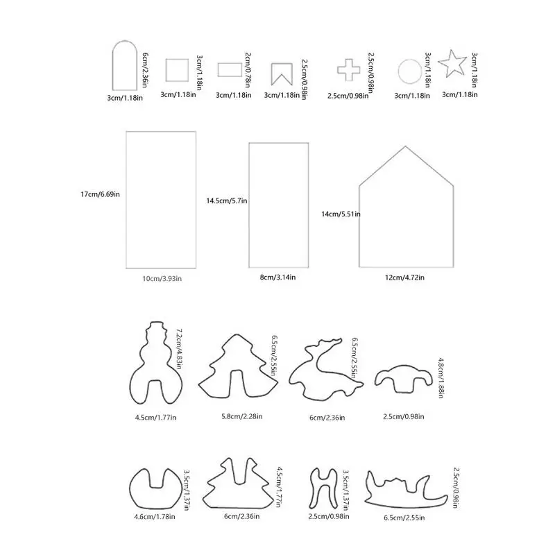 10 шт./18 шт. рождественские формочки для печенья, набор 3D формочек для печенья из нержавеющей стали, формочки для печенья, формочки для пряничного дома, набор для выпечки оленей