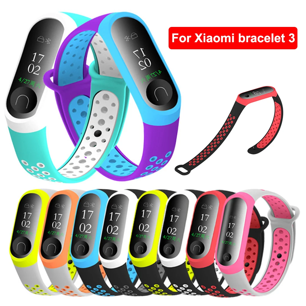 

Silicone Bracelet Suitable For Both xiaomi mi band 3 and mi band 4 strap Two-Color Replacement Smart Wrist Strap For Mi Band 3 4