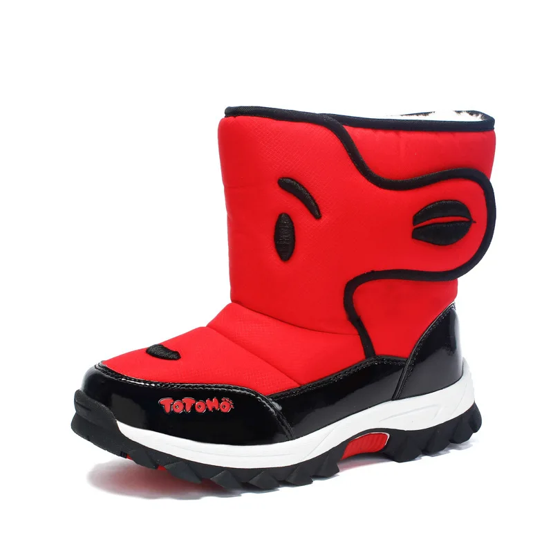 Детские лыжные ботинки; бархатные утолщенные зимние ботинки для мальчиков и девочек; теплые зимние ботинки; нескользящая Водонепроницаемая хлопковая обувь - Цвет: color 01