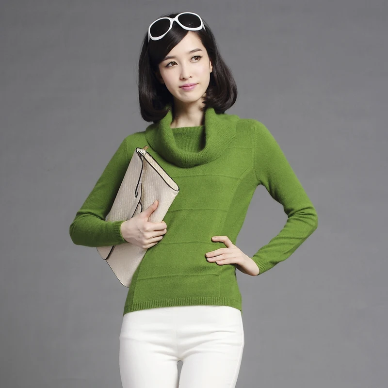 

New Autumn And Winter Cashmere Wool Sweater Women's High Collar Thick Solid Color Sweater Loose Knit Sweater Wild Pullover