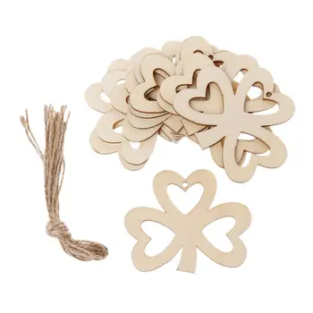

10pcs/set Hollow Three Leaf Clover DIY Wooden Hanging Plaque Sign DIY St. Patrick's Day Ornaments Decor