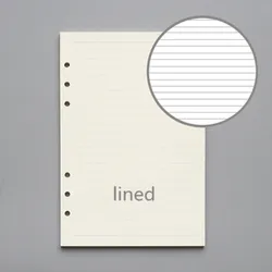 Premium 90-Page 6-Hole Loose Leaf Refill Paper for Spiral Notebooks and Journals, Available in A5, A6, and A7 Sizes (Lined)