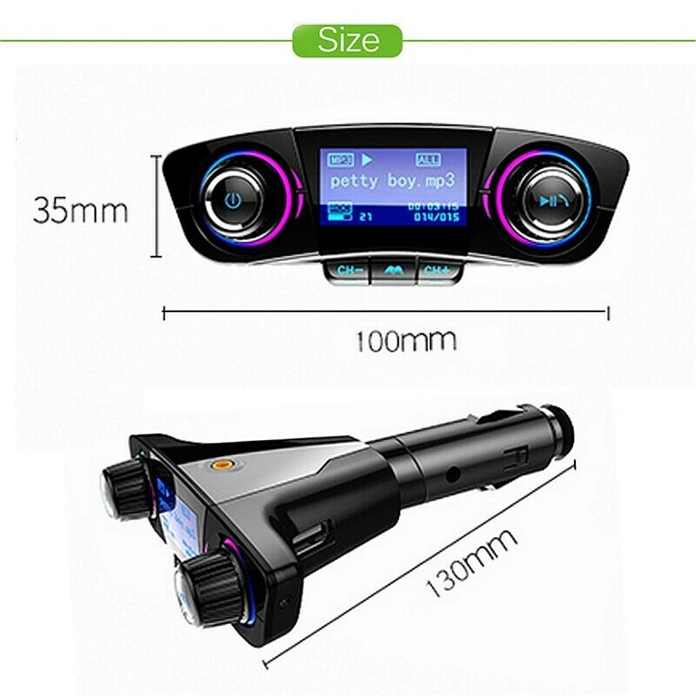 Bluetooth-compatible 5.0 Car FM Transmitter MP3 Player Hands free Radio Adapter USB Charger