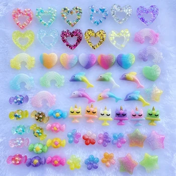 

20pcs Mix heart / candy Rainbow / flower Resin Colorful Decoration Crafts Flatback Embellishments For Scrapbooking Accessories