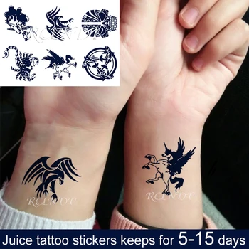

Waterproof Temporary Juice Ink Tattoo Sticker Dragon Scorpion Pegasus Fish Skull Fruit Gel Long Lasting Body Art for Men Women