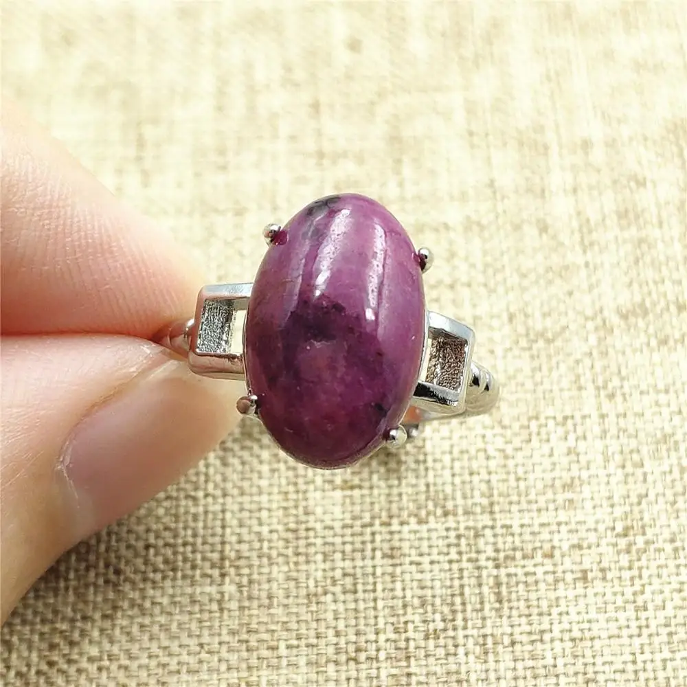 

Genuine Natural Ruby Red Gemstone OVal Adjustable Ring Crystal 14x9mm Stone 925 Silver Woman Man Gift Jewelry AAAAA