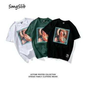 

Virgin Mary Women's T-Shirts 2020 Funny Printed Short Sleeve T-shirts Summer Hip Hop Casual Cotton Tops Streetwear Couple models