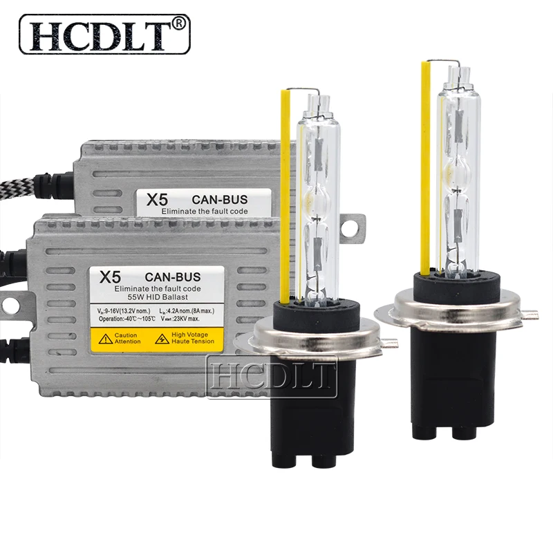 HCDLT AC 55W HID Canbus Ballast Kit Xenon H7 H8 H11 H3 H1 D2H HID Coversion Kit 12V 5500K Fast Bright Error Free Slim Ballast (4)