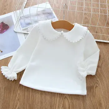 

Infant Girls Clothes Doll Collar Shirt Exquisite Design Classic Texture Delicate Lovely Simple Warm Long Sleeve Tops