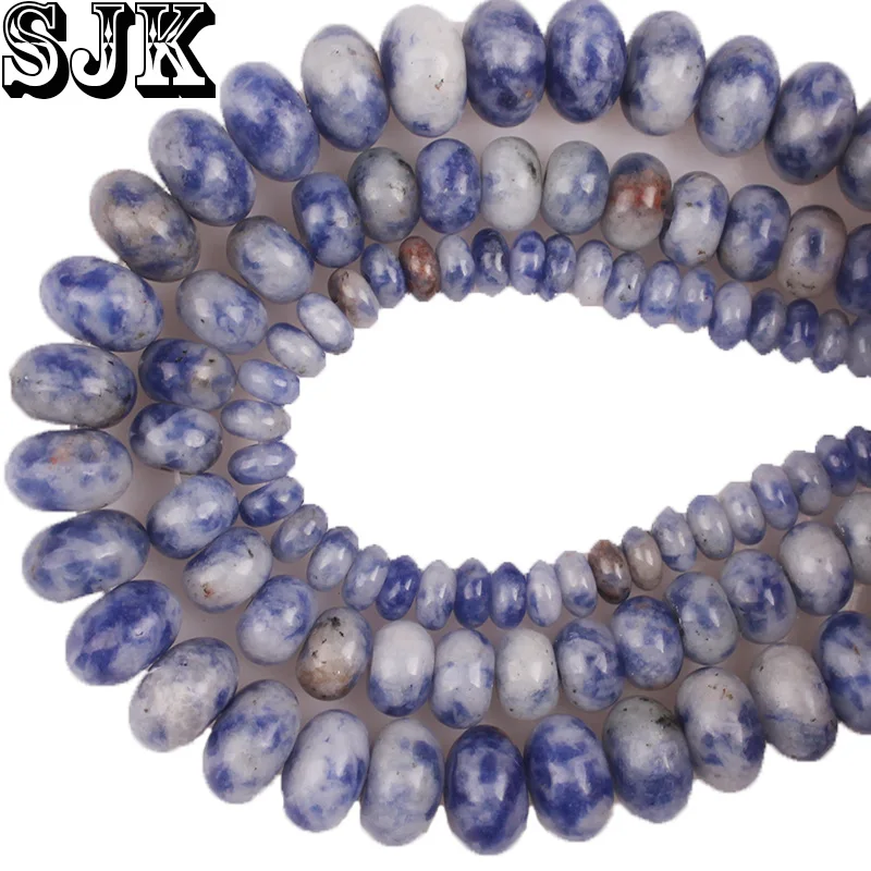 

Natural Blue Dot Sodalite UFO Abacus Spacer Stone Beads Diy Necklace Bracelet Charms Beads Handmade Jewelry Making Accessories