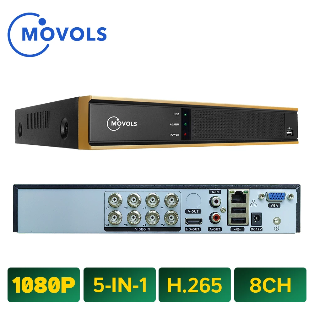 Видеорегистратор Movols AI 1080P 8 каналов H.265 5 в 1 видеорегистратор DVR для AHD-камер