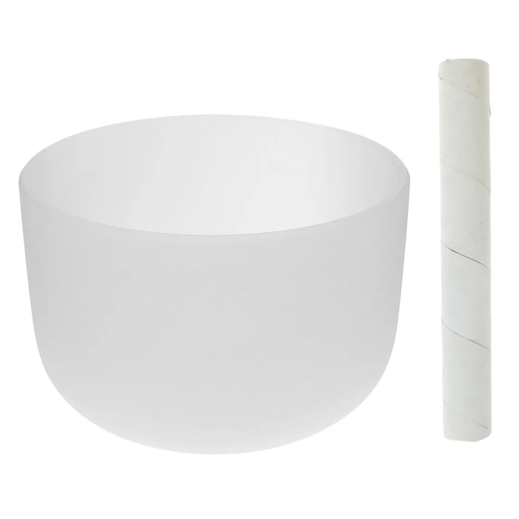 

Heart Chakra Quartz Crystal Singing Bowl F Note Excellent Design Beautiful Style 8 Inch White with Suede Mallet