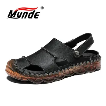 

Classic Soft Split Leather Men Sandals Comfortable Slipper Men Summer Shoes Comfort Beach Sandals Outdoor Sneaker Flip Flops