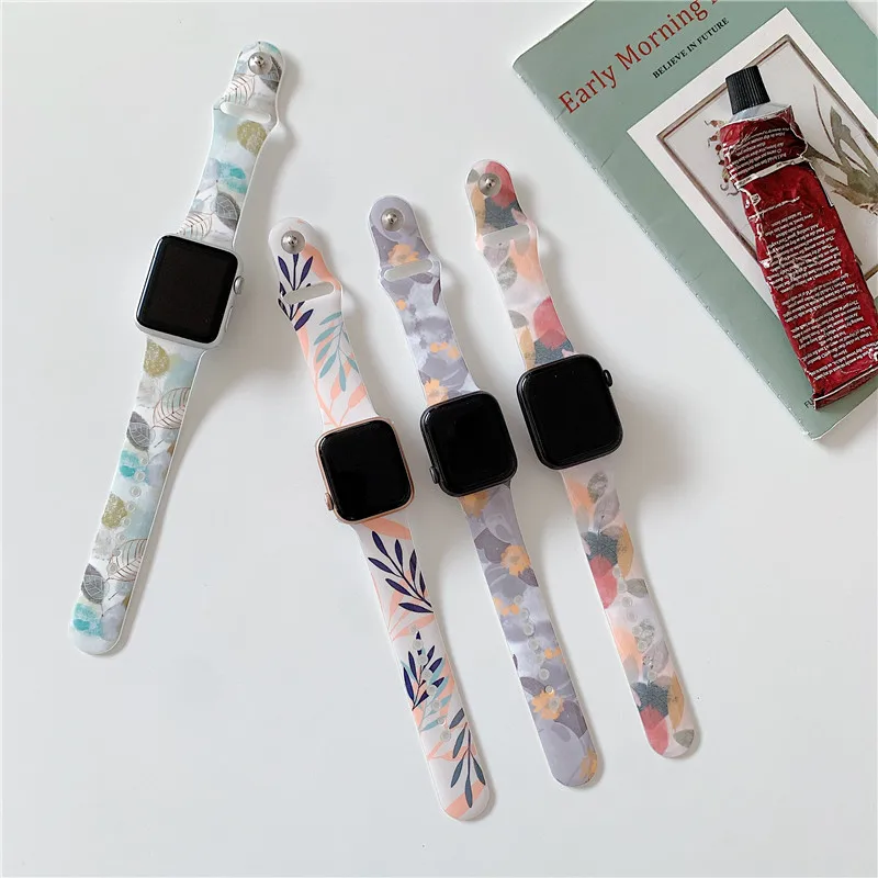 Art Leaf Cute Watch Straps Watchband for Apple Watch Band Series 6 5 4