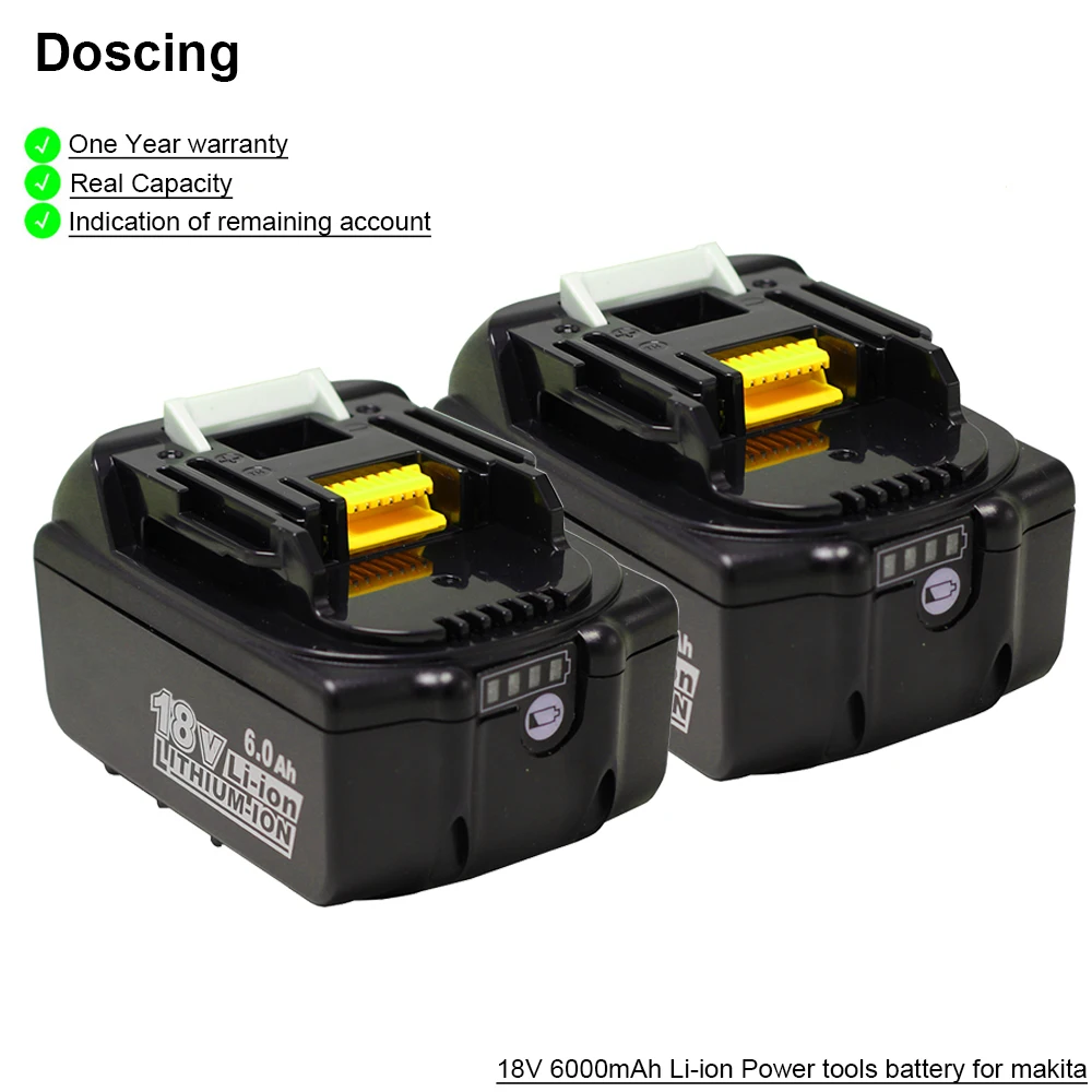 Doscing для Makita BL1860 18V 6000mAh литиевые электроинструменты Замена батареи BL1815 BL1840 LXT400