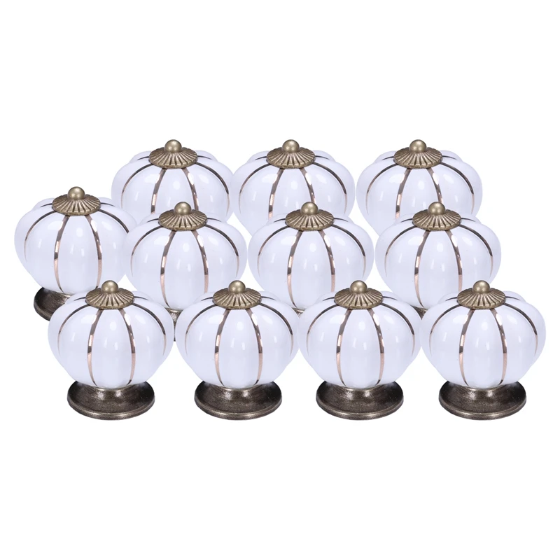 EASY-12Pcs Тыква цинк керамические дверные ручки выдвижной ящик ручка кухонный шкаф