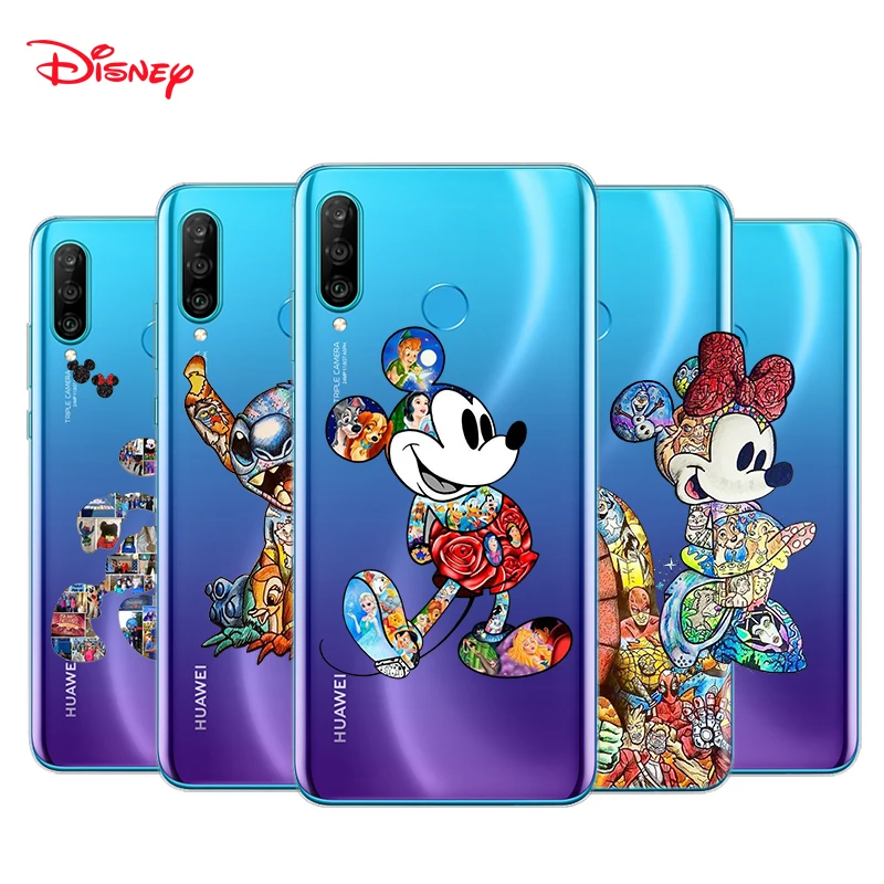 TPU Silicone Cover Mickey Mouse Silhouette For Huawei P40 P30 P20 Pro P10 P9 P8 Lite E Plus 2019 2017 Phone Case | Мобильные