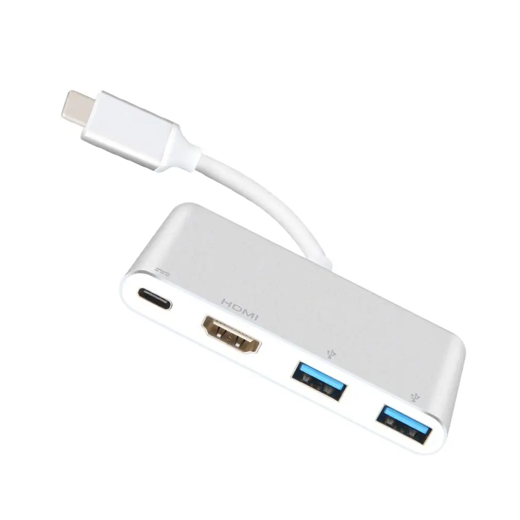 Адаптер USB C к HDMI 4 K: адаптер type C многопортовый av-конвертер с 2 портами USB 3,0 для зарядки MacBook