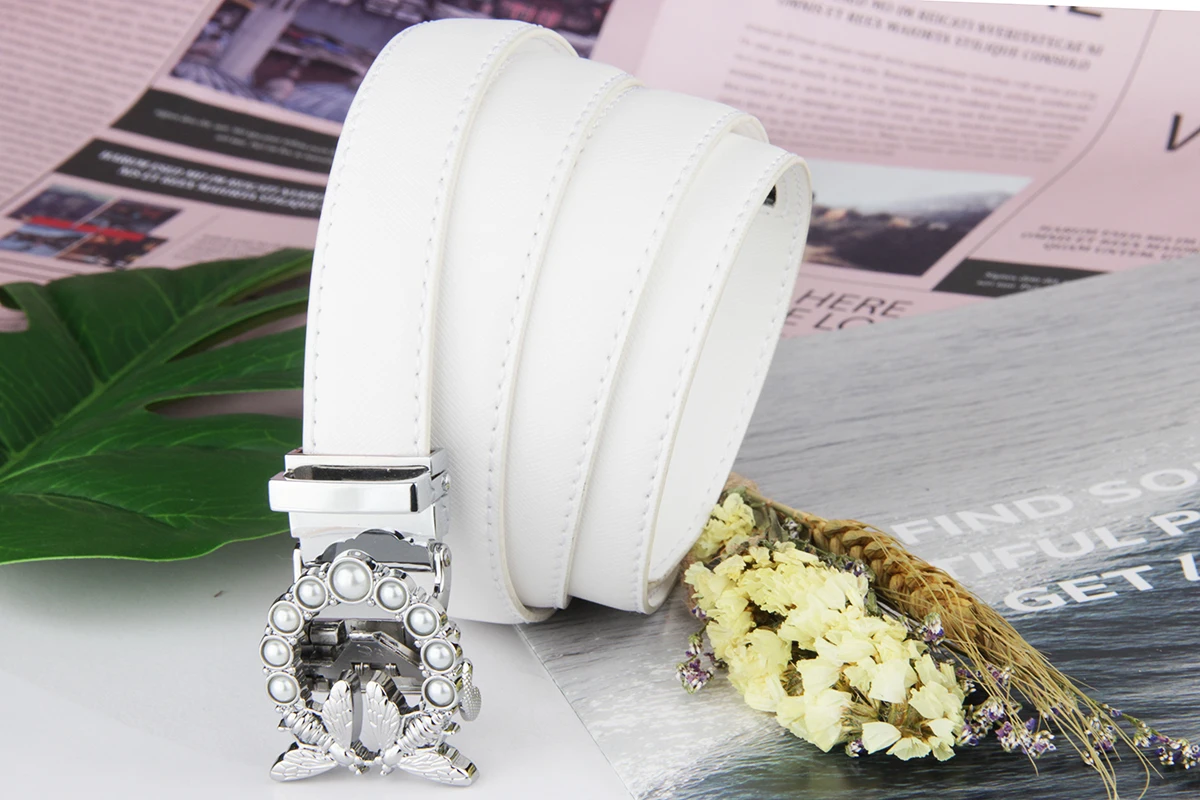 New Fashion Women's Belts Genuine Leather Designer High Quality Belt Women Luxury Straps for Woman White Automatic Buckle Belts