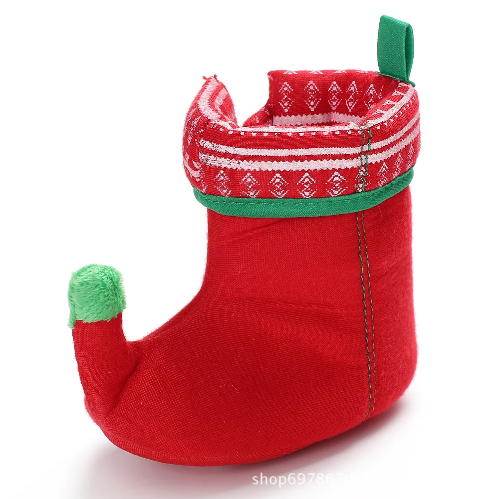 Toddler First Walkers Newborn Baby Shoes Boy Girl Christmas Elf Booties Warm Plush Soft Anti-slip Infant Crib Socks Shoes