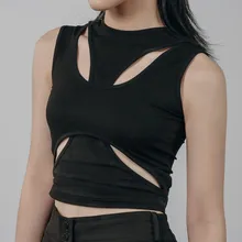 

Goth Dark Grunge Punk Black Women Tank Top Mall Gothic Bodycon Summer Crop Tops Sexy Patchwork Hip Hop Fashion Streetwear Vests