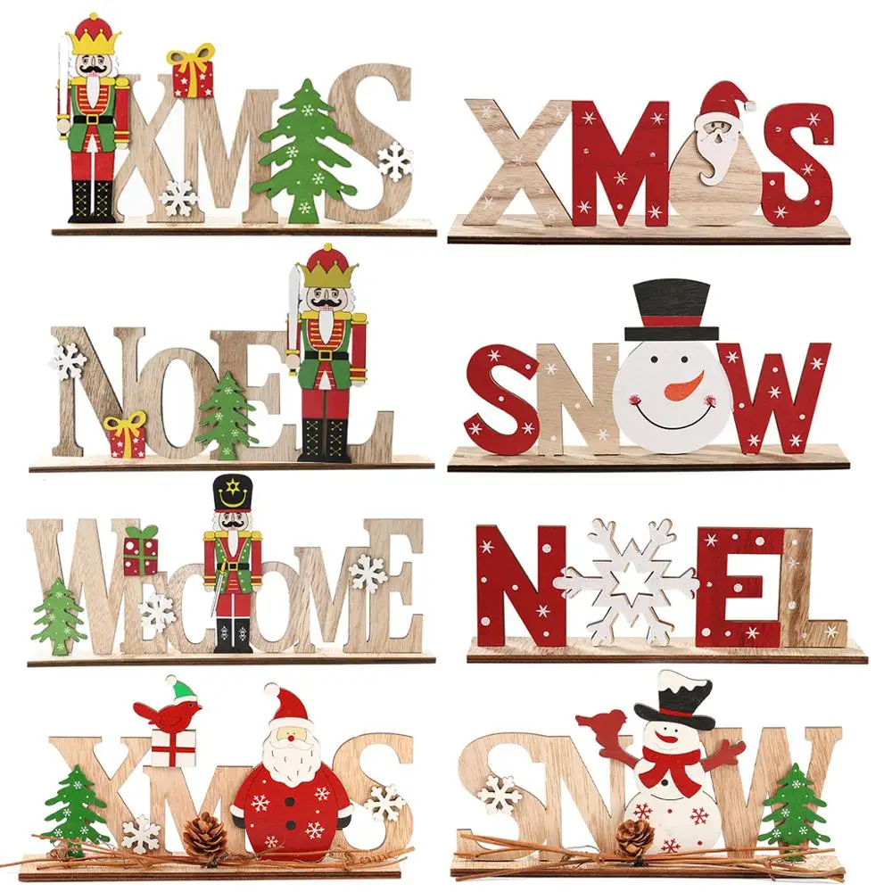 Merry Christmas Wooden Ornament Cristmas Tree Decor 2021 Decoration For Home Xmas Navidad Gifts Happy New Year 2022 | Дом и сад