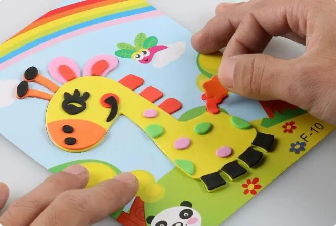 10 дизайнов/Партия DIY мультфильм животных 3D стикеры с пеной эва головоломки серии E раннего обучения Развивающие игрушки для детей