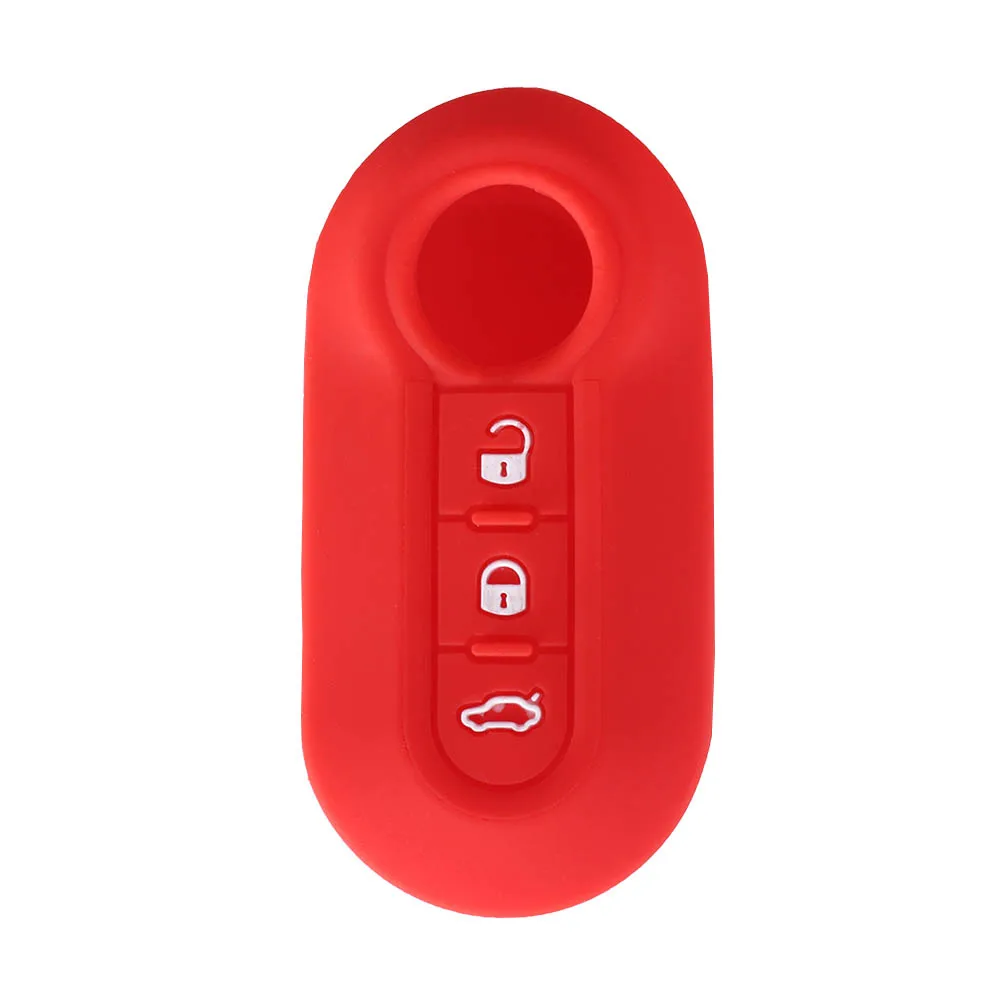 KEYYOU 20X3 кнопки силиконовый чехол для ключей от машины чехол для FIAT 500 Panda Punto Filp дистанционный Автомобильный ключ оболочки крышка брелок для ключей - Количество кнопок: red