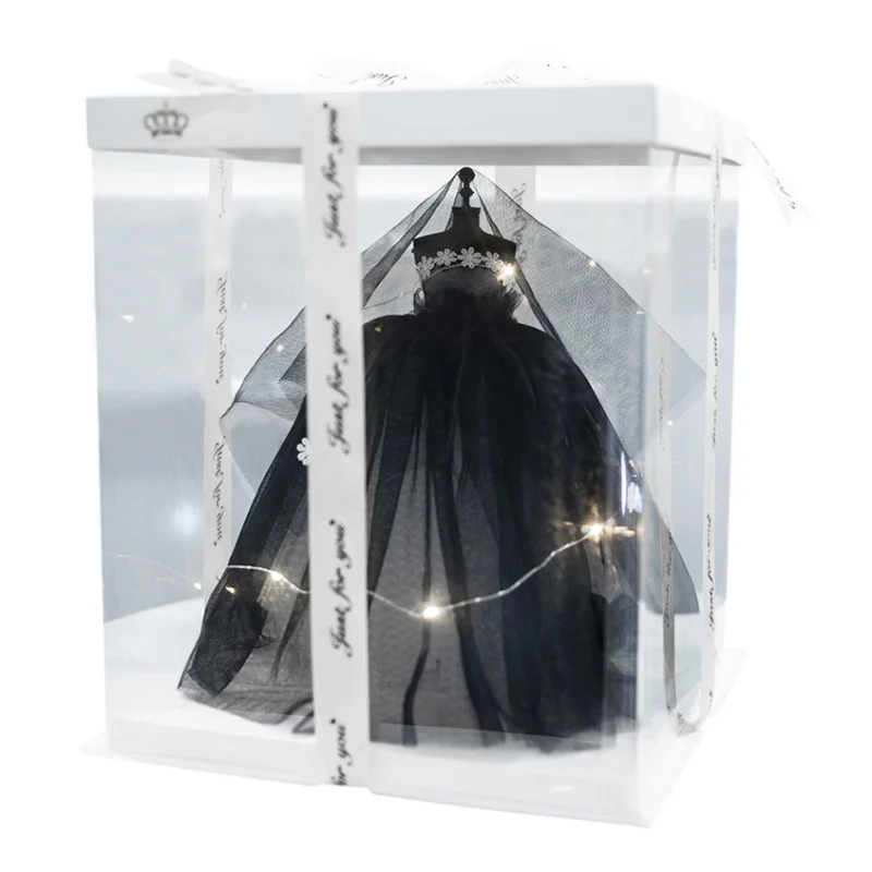 

100% Real Wedding Dress Model Creative Gift Small Models Black Mini Dress Valentine's Day Gifts Decoration Crafts