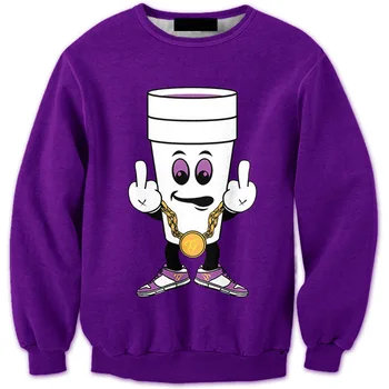 

CNUUIKOOEK Sweatshirts Men's 3D Purple Paper Cups People Printed Hoodie Long Sleeve Pullover Popular Brand Men's Hoodies