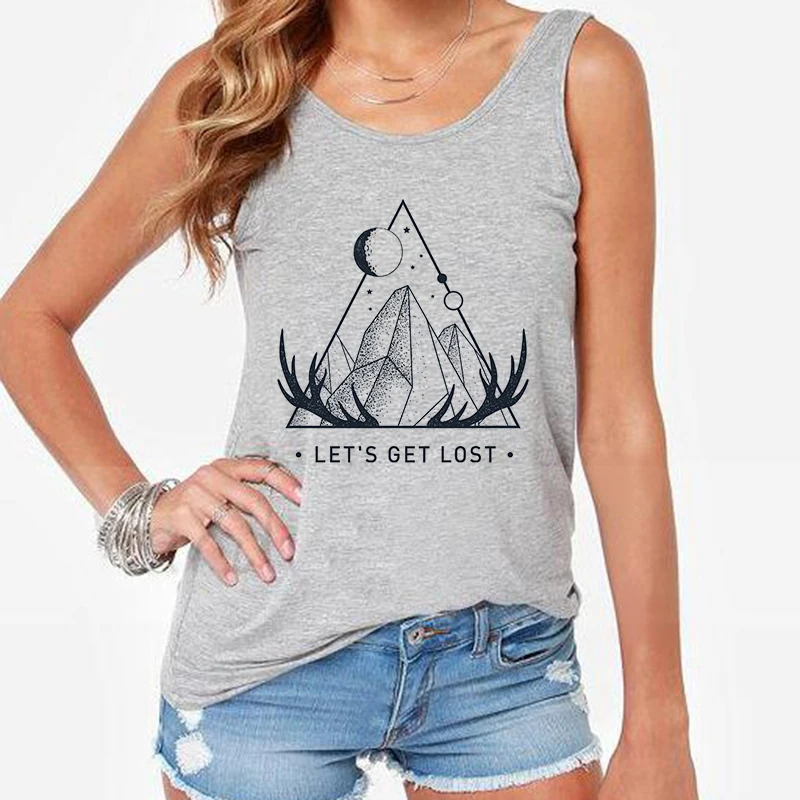 Camisole, женские майки, Vogue Belief Of The Universe, топы с принтом, футболка, Женская Повседневная, Harajuku, свободная, с круглым вырезом, жилет размера плюс