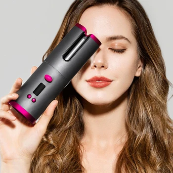 

Cordless Automatic Hair Curler iron wireless Curling Iron USB Rechargeable LED Display Temperature Adjustable Curling Wave Style