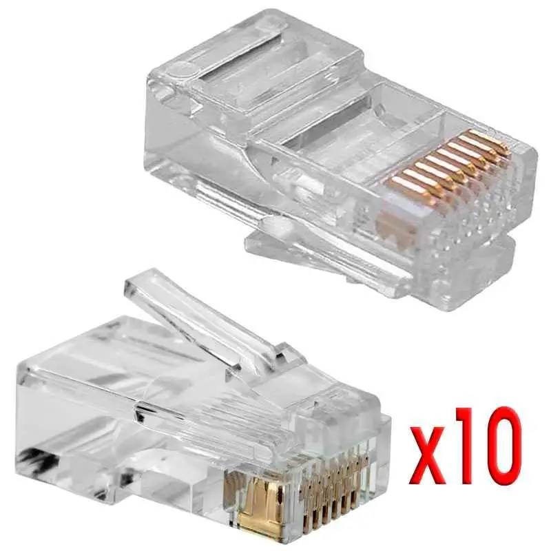 OcioDual lot 10 разъемов Ethernet сетевой Тип RJ45 для crimpadora 10x CAT.5E Соединительный кабель обжимной с X колышками CAT 5e