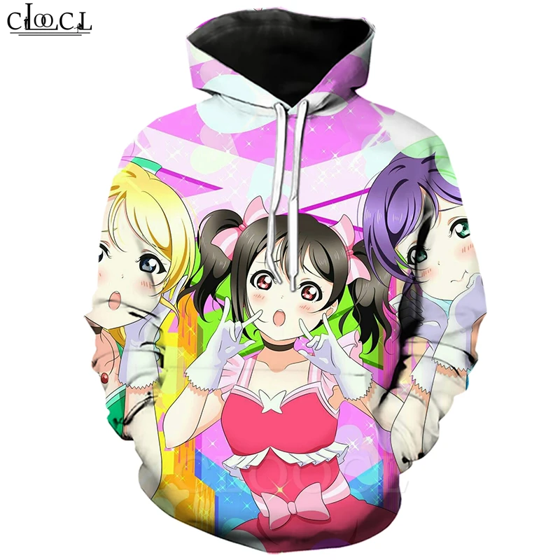 Модные классические толстовки Love Live для мужчин и женщин с 3D принтом японского аниме для девочек, спортивный костюм для бега, Harajuku, уличная одежда, хипстерские пуловеры