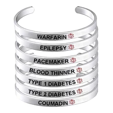 Персонализированные Для Мужчин диабет медицинский оповещение ID браслеты ювелирные изделия из нержавеющей стали Открытые Браслеты не аллергия