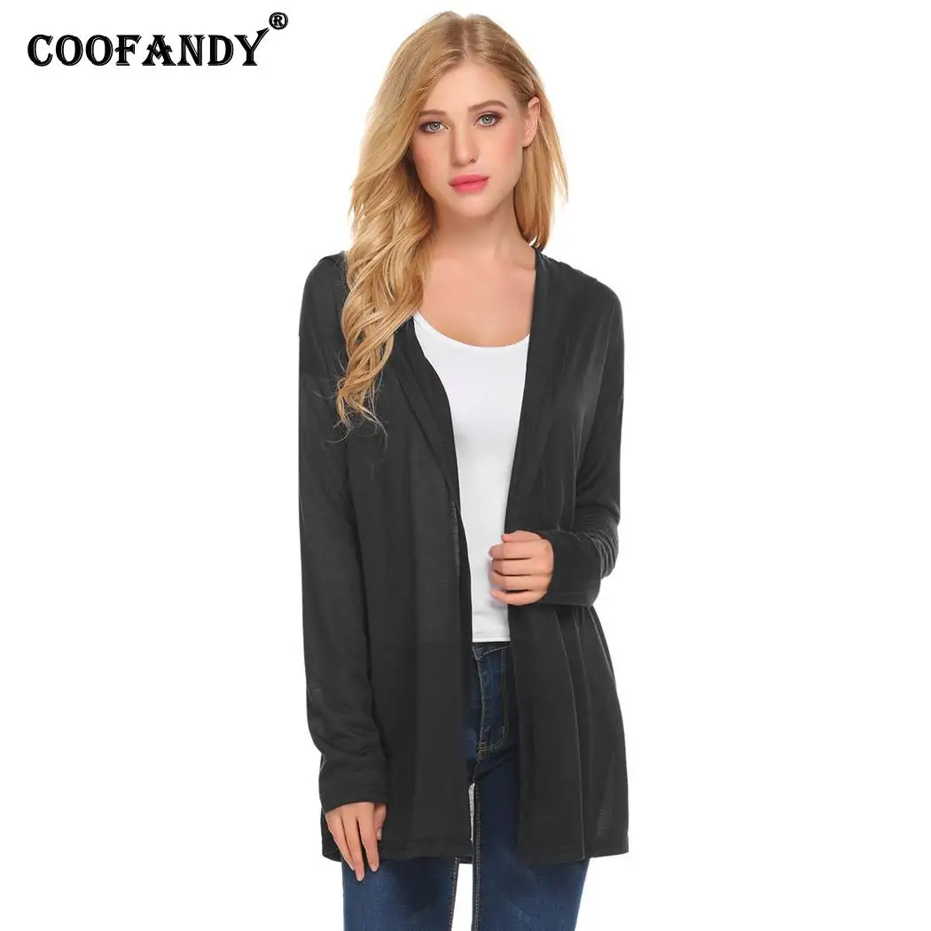 

Women Drop-Shoulder Open Front Solid Casual Loose Fit Hooded Cardigan