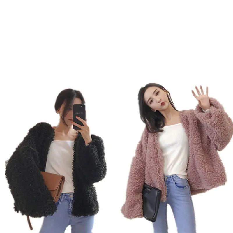 price cut 2019 Wool Cardigan Coat Winter And Autumn Loose Warm Long Bat Sleeve V-Neck Open Stitch lantern Sle