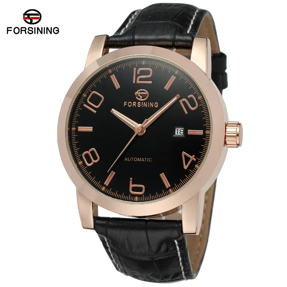 

FORSINING Brand Mens Leather Band Automatic Self-Wind Mechanical Watch Calendar Date Wristwatch Relogio Releges Montre Homme